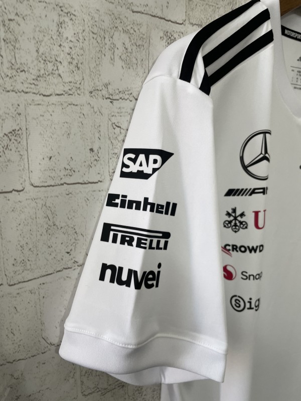 2026 Mercedes-AMG Petronas F1 Team White with Black Shoulder Stripes Shirt