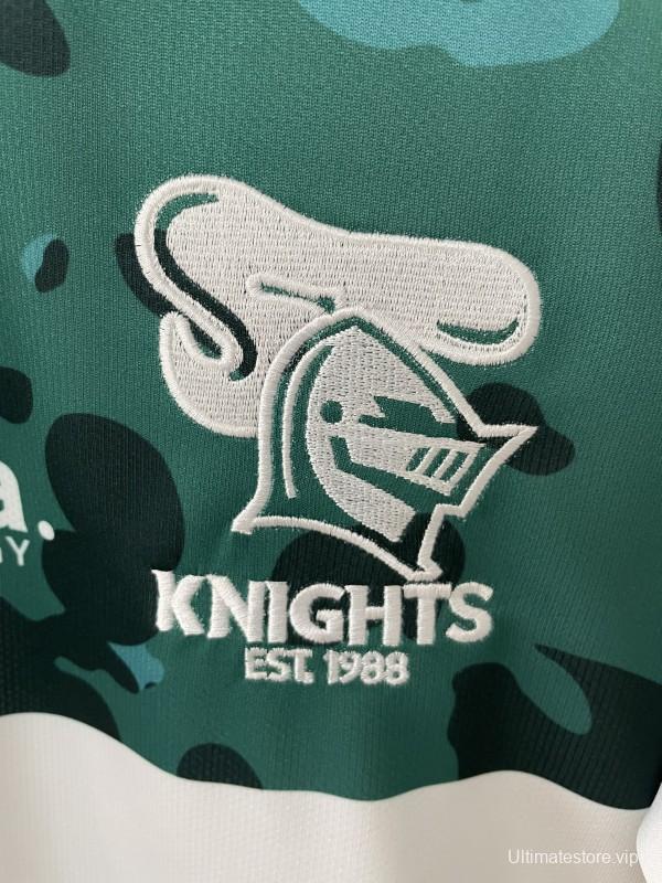 25/26 Newcastle Knights White with Green and Brown Camouflage Jersey