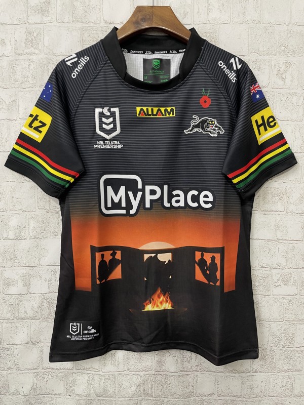 25/26 Penrith Panthers Black with ANZAC Commemoration Design Jersey