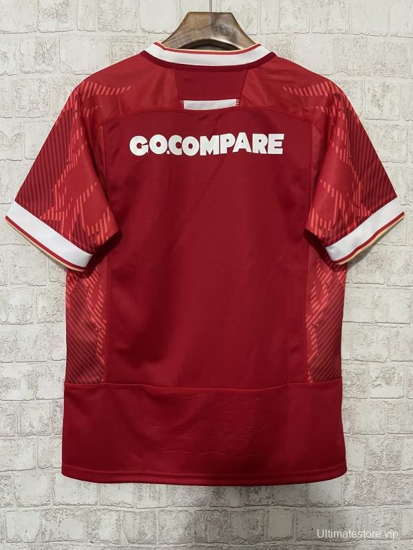 2025 Wales Red with Tonal Wave Pattern Home Jersey