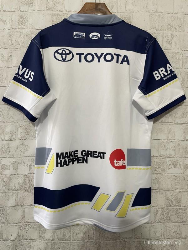 2025 North Queensland Cowboys White Navy Grey 30 Years Anniversary Away Jersey