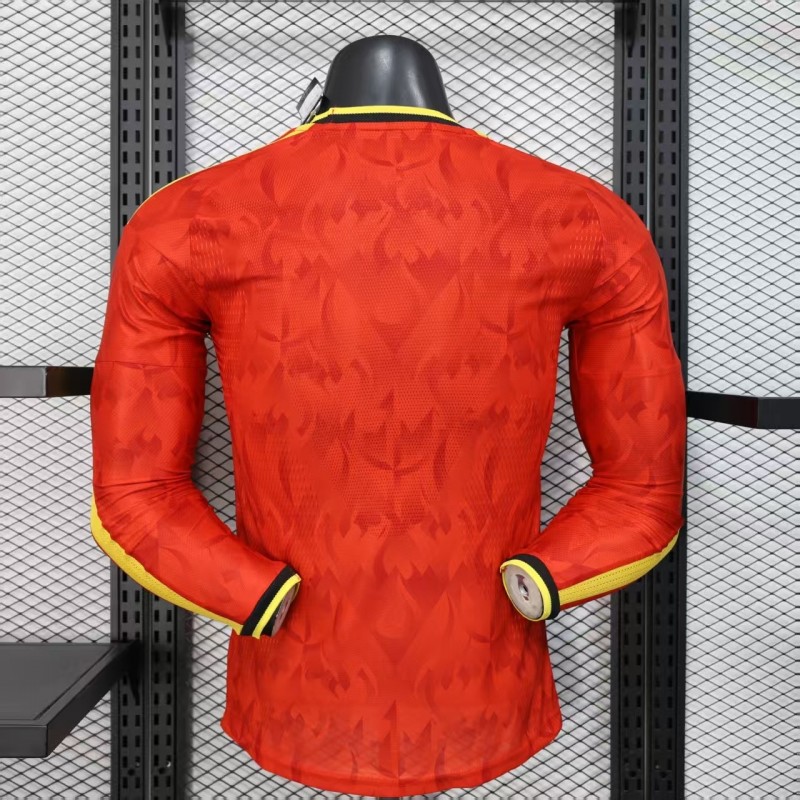Player Version 2026 Belgium Home Red Long Sleeve Jersey