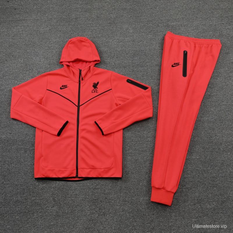 26/27 Liverpool Red Full Zipper Hooded Jacket Tracksuit + Long Pants