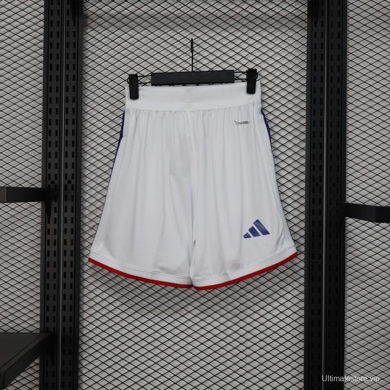2026 Player Version Japan White with Navy Blue Stripes Shorts