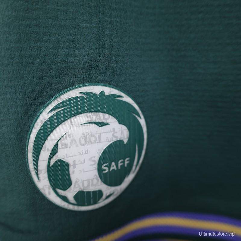 2026 Player Version Saudi Arabia Green with White Side Stripes  Shorts