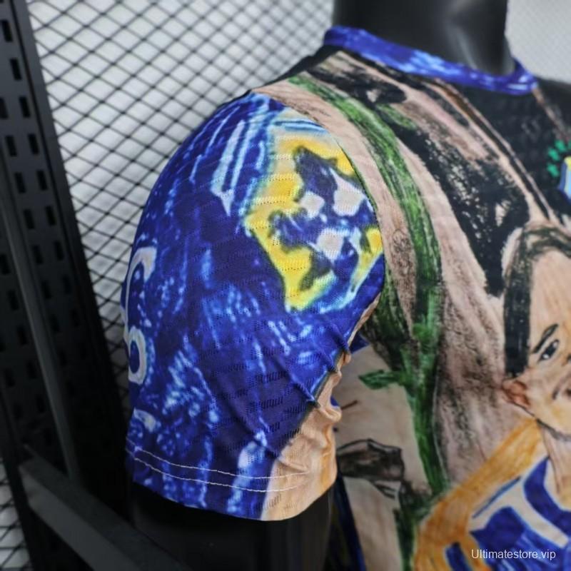 Player Version 2026 Brazil CBF Hand-Drawn Art Special Edition Jersey Featuring Ronaldo & Ronaldinho