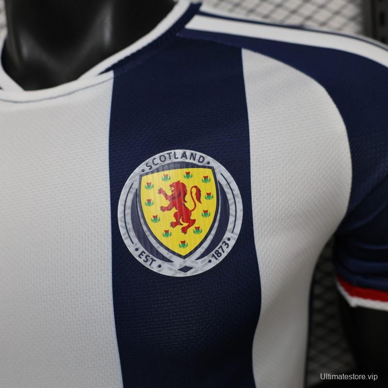 Player Version 2027 Scotland Away White/Navy Vertical Stripes Jersey