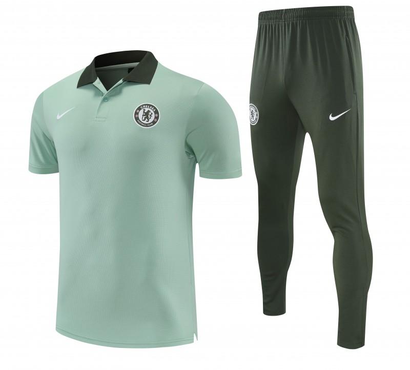 26/27  Chelsea Light Green Polo Training Shirt + Long Pants Tracksuit