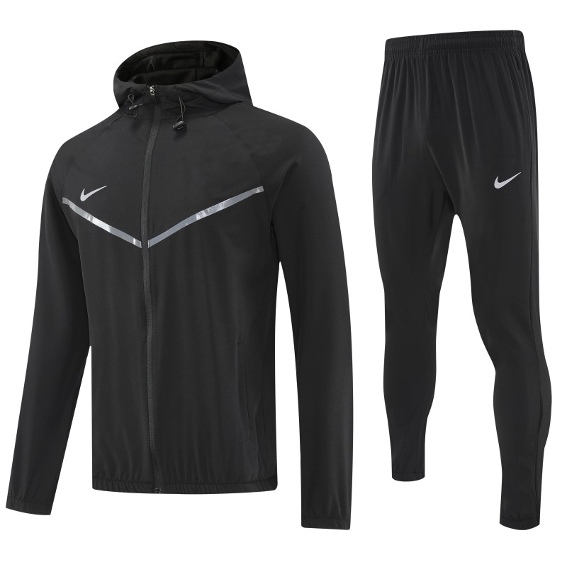 26/27 Nike Black Full Zipper Hooded Jacket Tracksuit + Long Pants