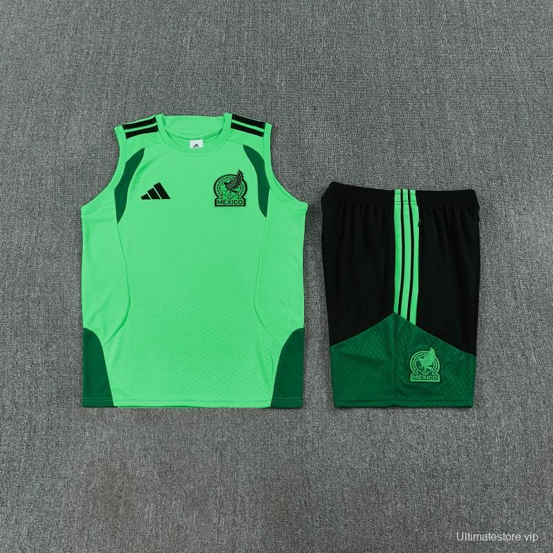 26/27  Mexico Green Sleeveless Training Vest + Black Shorts Set