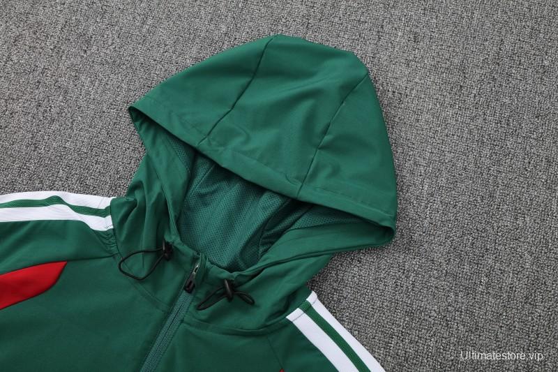 26/27  Algeria Dark Green & Light Green Full Zipper Hooded Jacket Tracksuit + Long Pants