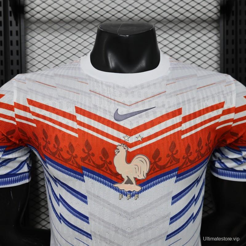 Player Version 2026 France Away White with Red & Blue Chevron Stripe Special Edition Jersey