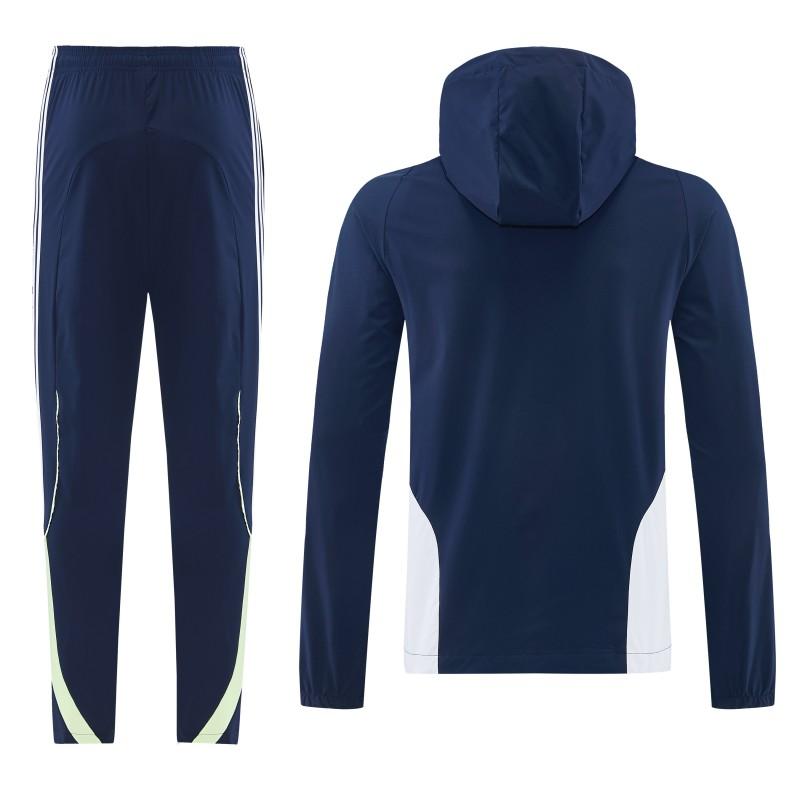 26/27 Real Madrid Navy Blue Full Zipper Hooded Windbreaker Tracksuit + Long Pants