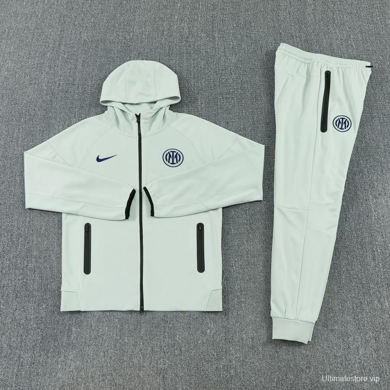 26/27 Inter Milan Light Mint Full Zipper Hooded Tracksuit + Long Pants