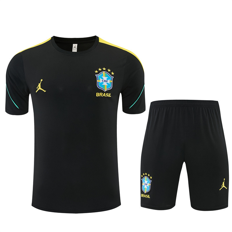 2026 Brazil Black & Yellow Short Sleeve+Soccer Shorts