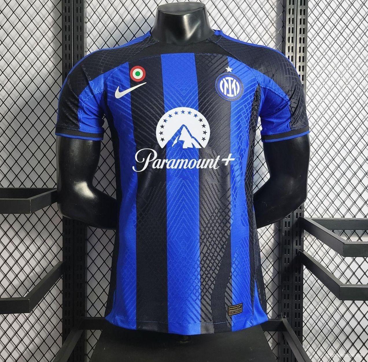 Player Version Retro 23/24 Inter Milan Home Jersey With Paramount Plus Sponsor