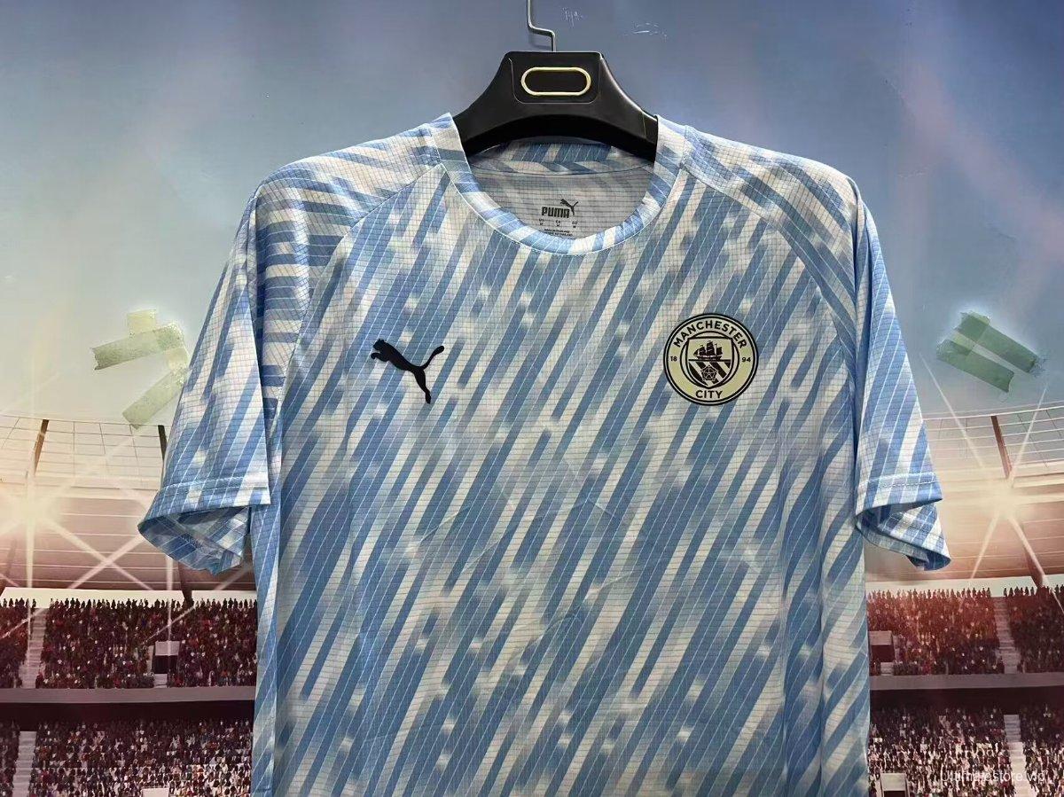 25/26 Manchester City Sky Blue with Diagonal Striped Pattern Jersey