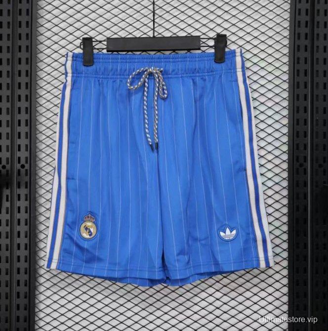 25/26 Real Madrid Blue with White Pinstripes Shorts