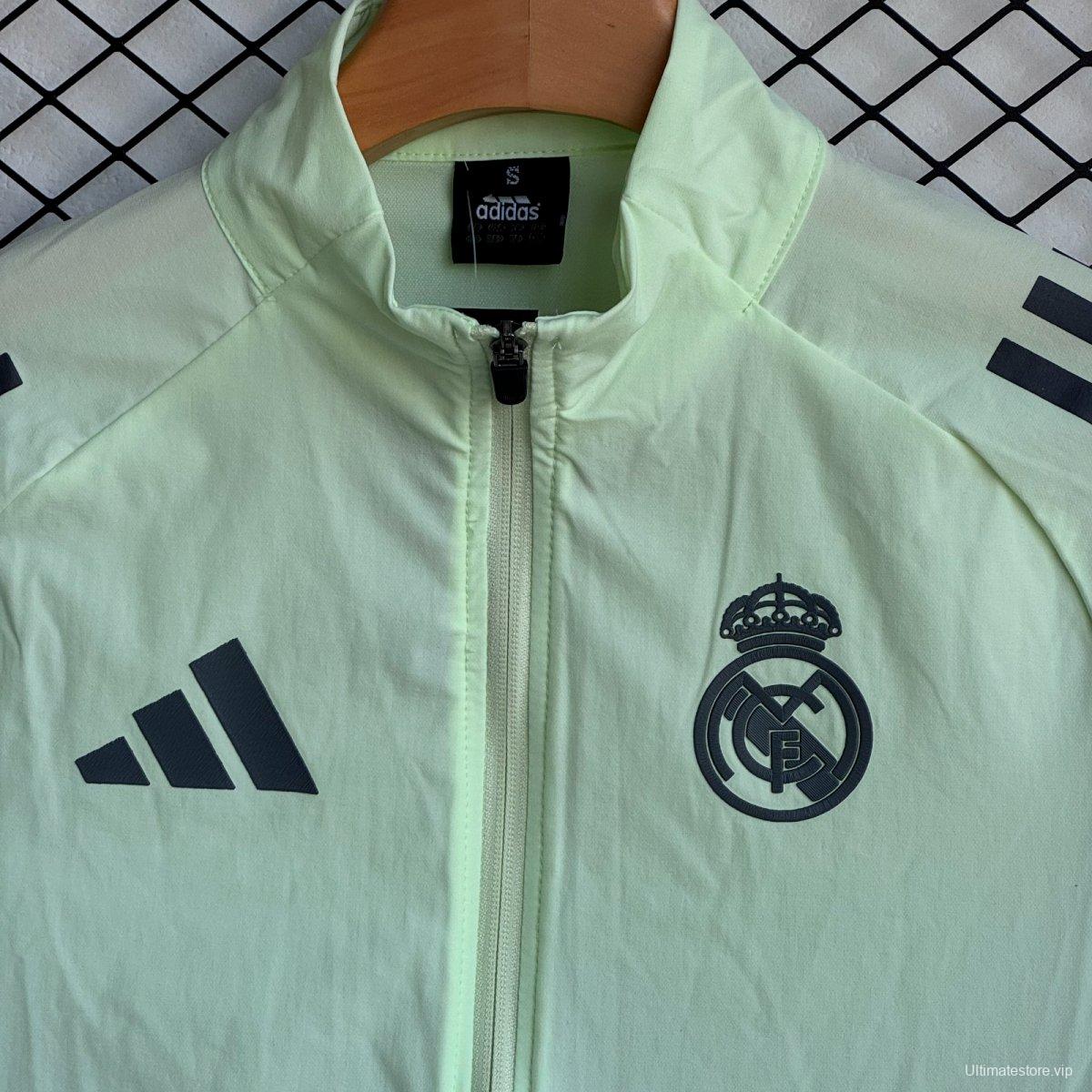 25/26 Real Madrid Green Full Zipper Windbreaker + Long Pants