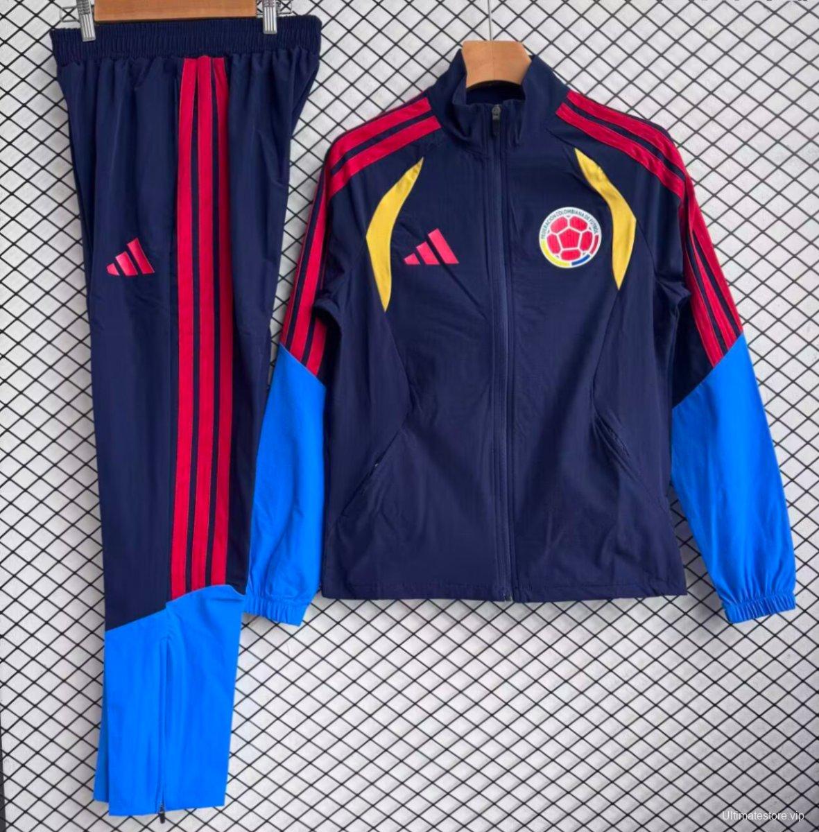 25/26 Colombia Navy with Red Full zipper Jacket Tracksuit+ long pants