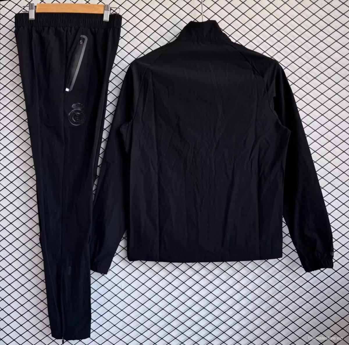 25/26 Real Madrid Black Full zipper Jacket Tracksuit+ long pants