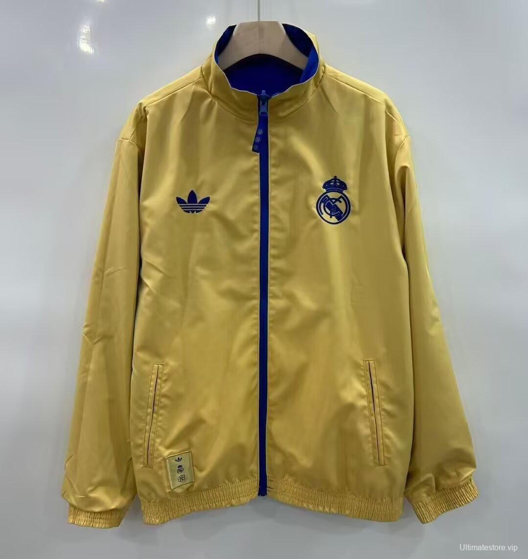 25/26 Real Madrid Golden/Blue Full Zipper Windbreaker