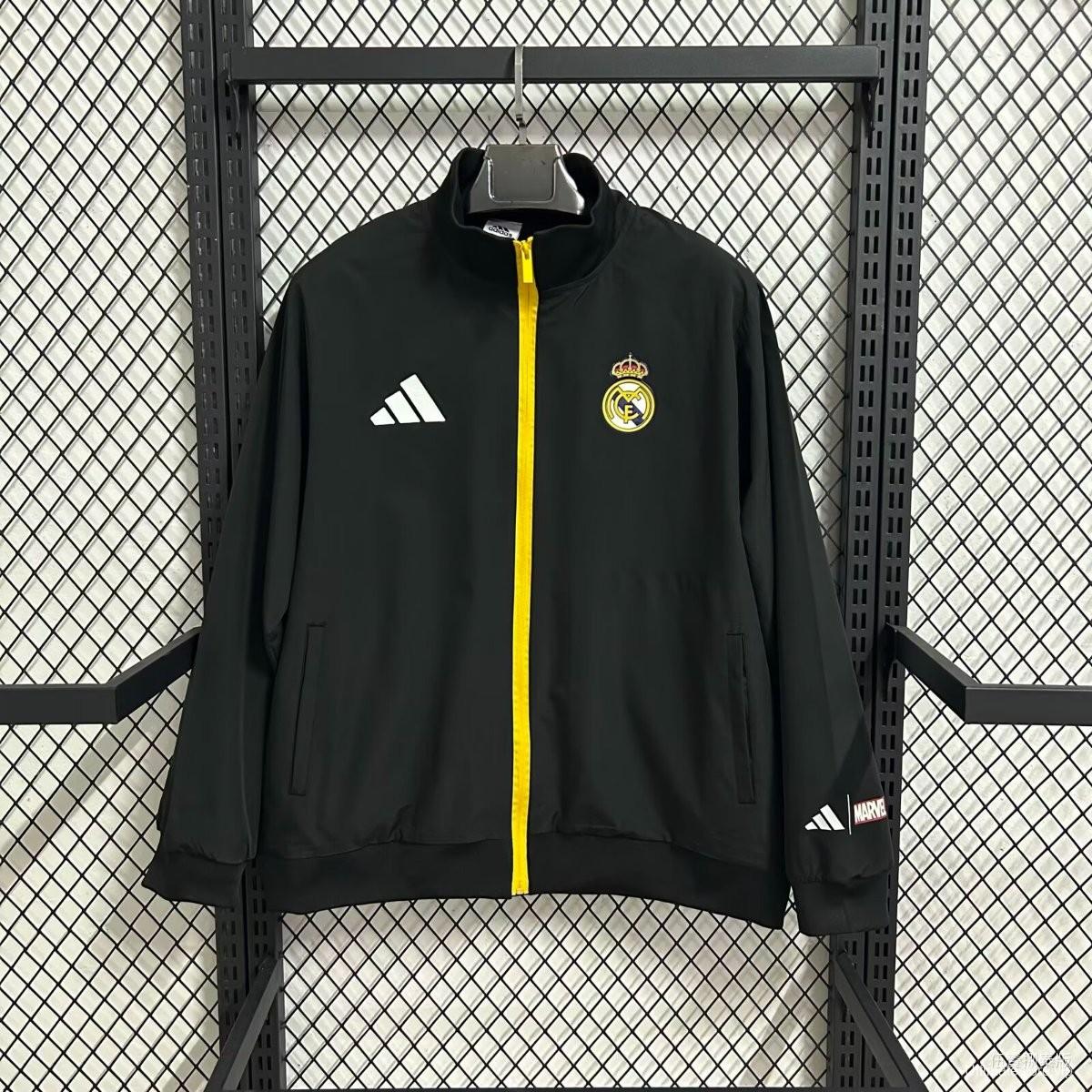 25/26 Real Madrid Marvel Black Full Zipper Windbreaker
