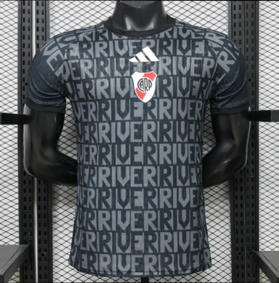 Player Version 26/27 River Plate Away Black with All-Over Letter Print Jersey