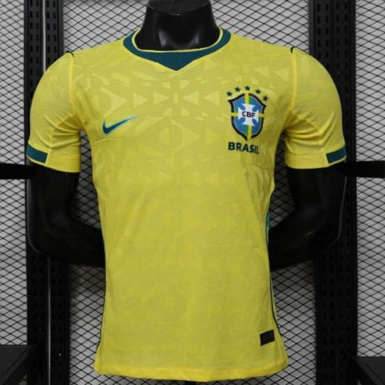 Player Version 2026 Brazil Yellow  Geometric Pattern Home Jersey