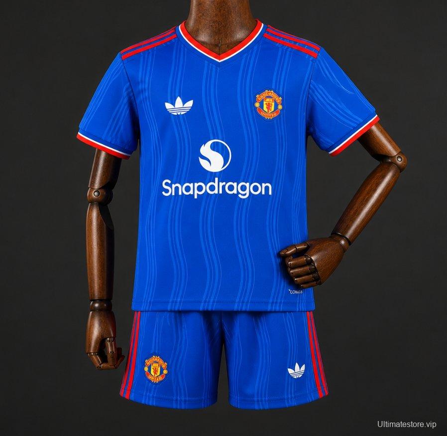 26/27 Kids Manchester United Away Blue Jersey