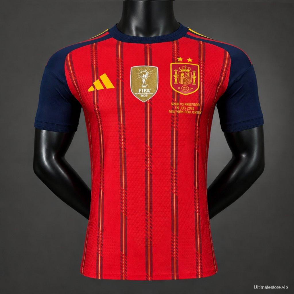 2 Star Player Version 2026 Spain Home Jersey With Champion Patch
