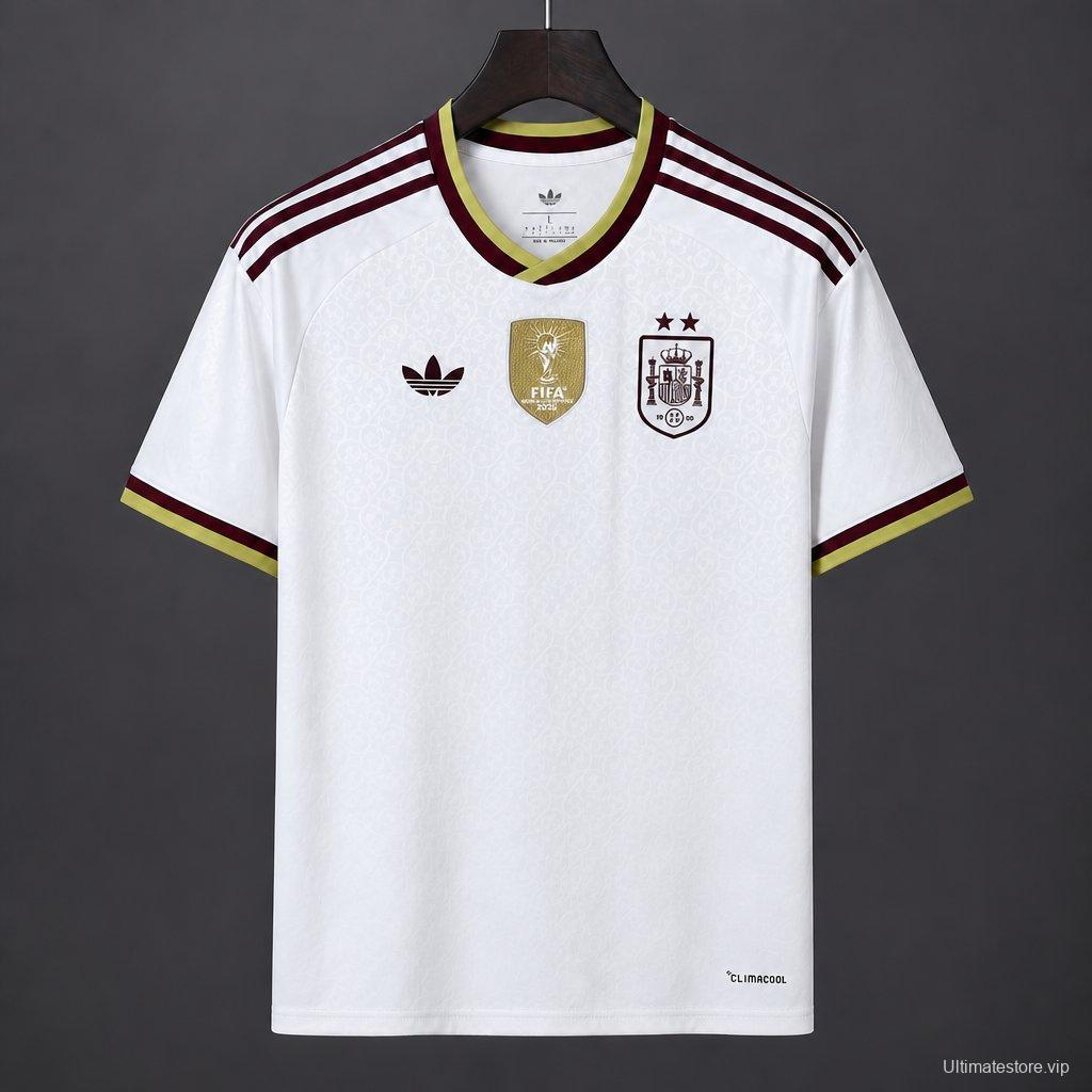 2 Star 2026 Spain Away White Jersey With Champion Patch