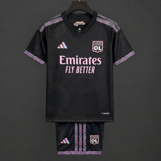 26/27 Kids Lyon Third Black Jersey Kit
